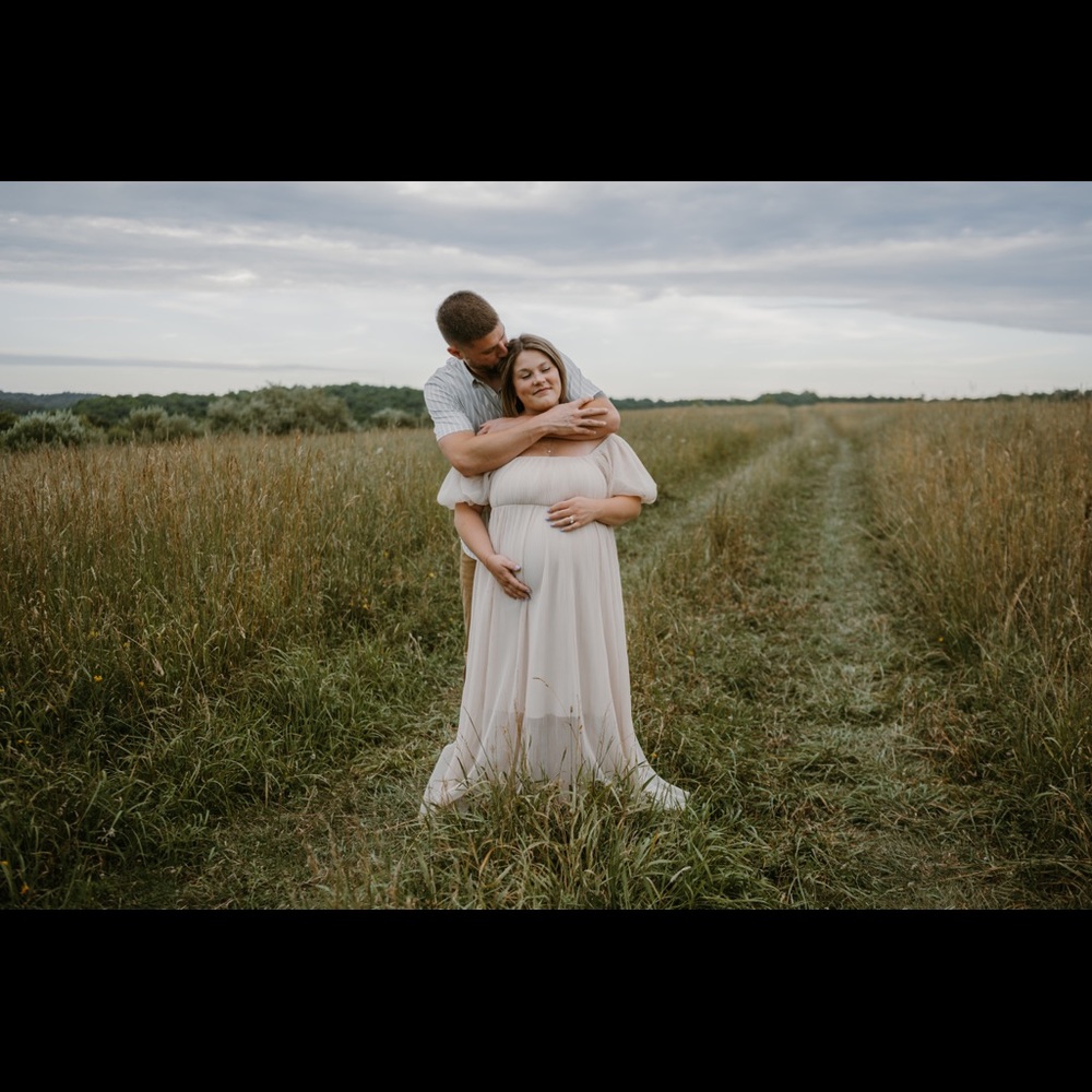 Pink blush- nude maternity dress